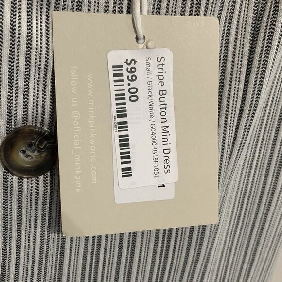 MPC Mini Dress Women's Size Small Striped Button Coquette Striped Flutter Sleeve - Picture 4 of 5